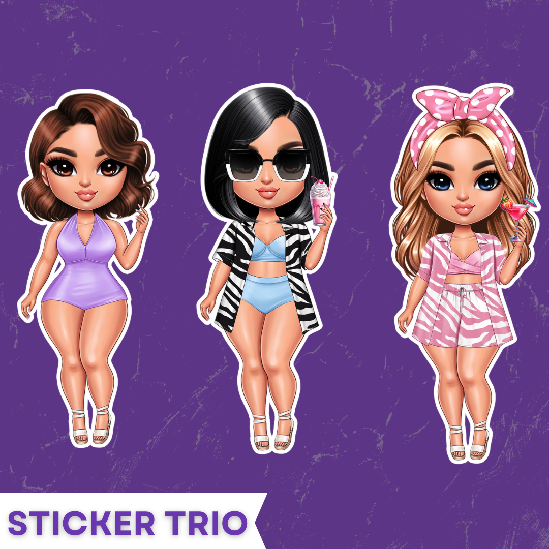 Beach Please Sticker Trio