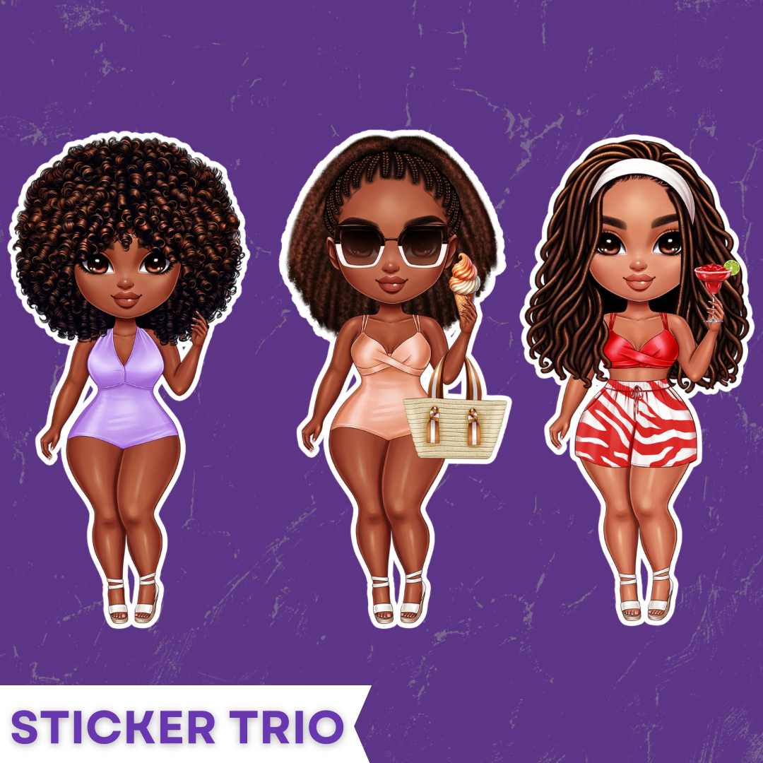 Beach Please Sticker Trio