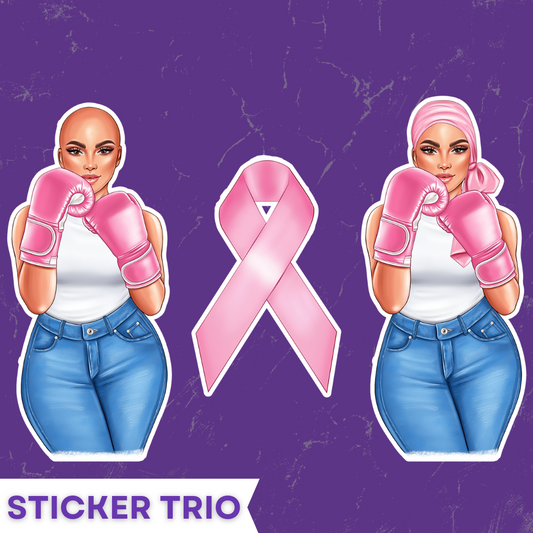 She Is A Fighter Sticker Trio